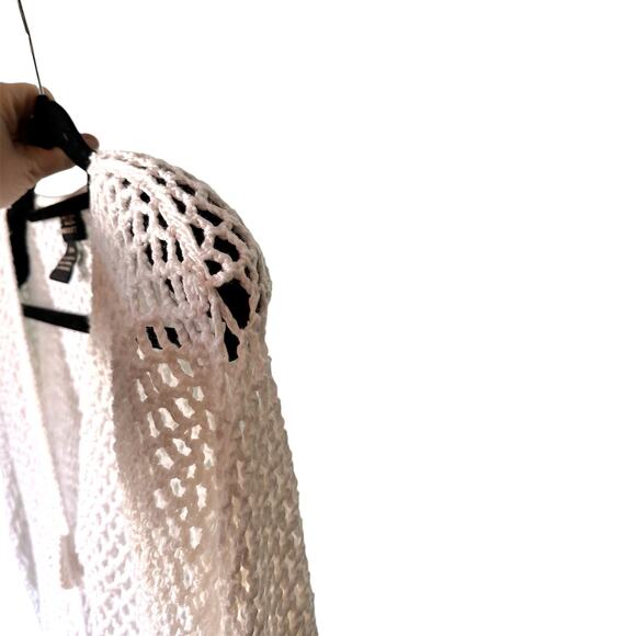 Pure Handknits Cotton Open Crochet Cardigan Sweater Rhinestone Buttons S/M Artsy - Picture 4 of 6